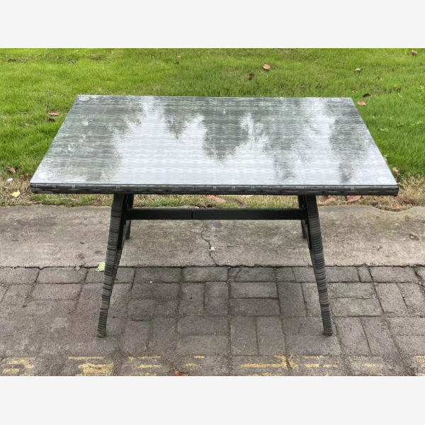 6 Seater Wicker PE Rattan Garden Dining Set Outdoor Furniture Sofa with Side Table Dining Table Dark Grey Mixed