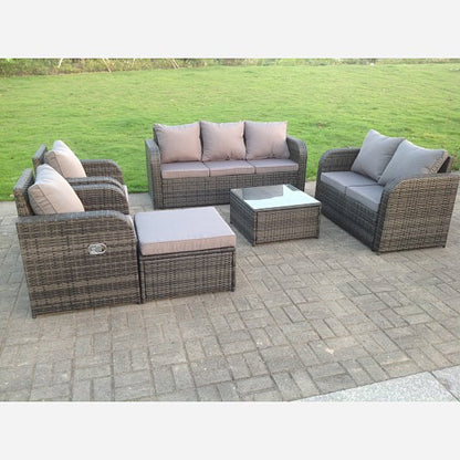 5 Options PE Rattan Modular Sofa Set Reclining Chairs Footstool Coffee Table Garden Furniture