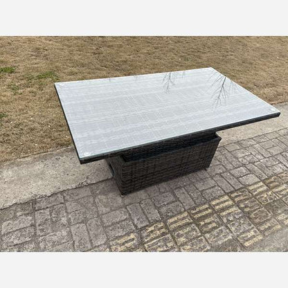 High Back Rattan Garden Furniture Sets Rising Table Dark Grey Mix 2 Options