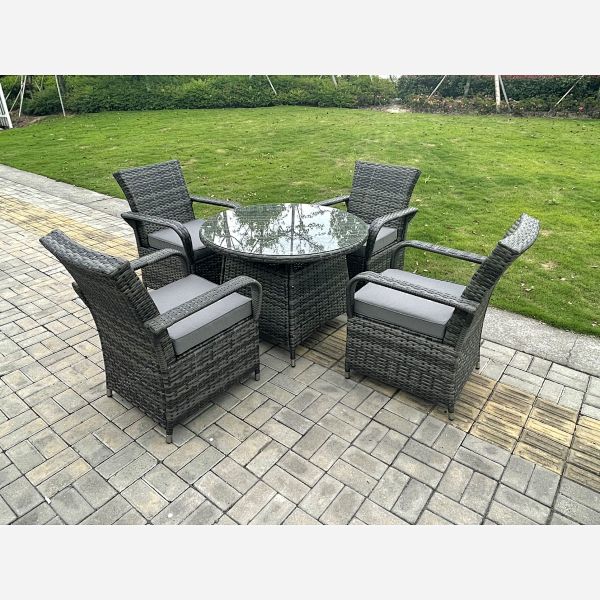 Dark Grey Mix Rattan Garden Furniture Dining Sets Outdoor Patio (four option)