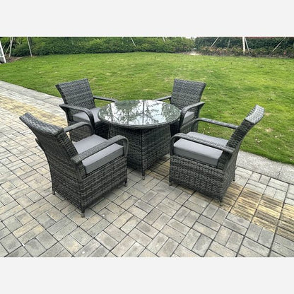 Dark Grey Mix Rattan Garden Furniture Dining Sets Outdoor Patio (four option)