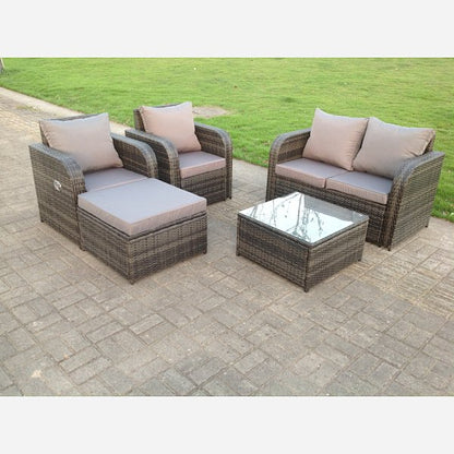 5 Options PE Rattan Modular Sofa Set Reclining Chairs Footstool Coffee Table Garden Furniture