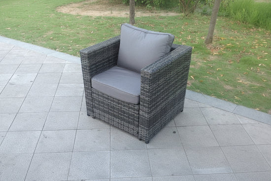 Rattan single sofa chair patio outdoor garden furniture mixed grey