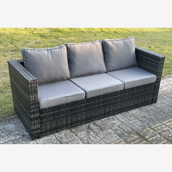 5 Seater Outdoor Lounge Sofa Set Wicker PE Rattan Garden Furniture Set with 2 Armchair Oblong Coffee Table Dark Grey Mixed