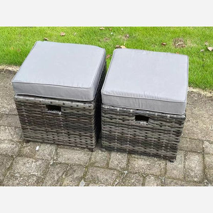 8 Seat Rattan Garden Furniture Corner Sofa Dining Sets Outdoor Patio With Stools