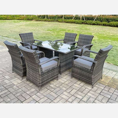 Dark Grey Mix Rattan Garden Furniture Dining Sets Outdoor Patio (four option)