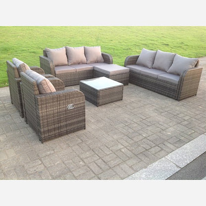 5 Options PE Rattan Modular Sofa Set Reclining Chairs Footstool Coffee Table Garden Furniture