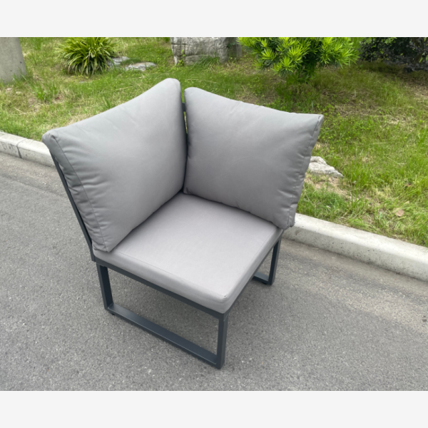 Aluminum Outdoor Garden Furniture Corner Sofa 3 Arm Chair Adjustable Rising Lifting Dining Table Set Dark Grey 10 Seater
