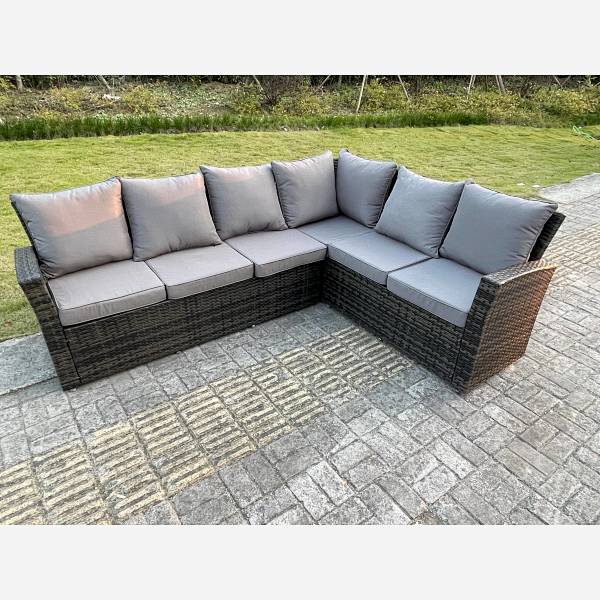 High Back Rattan Garden Furniture Sets Rising Table Dark Grey Mix