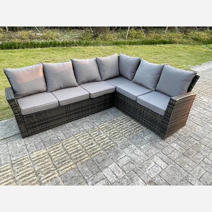 High Back Rattan Garden Furniture Sets Rising Table Dark Grey Mix