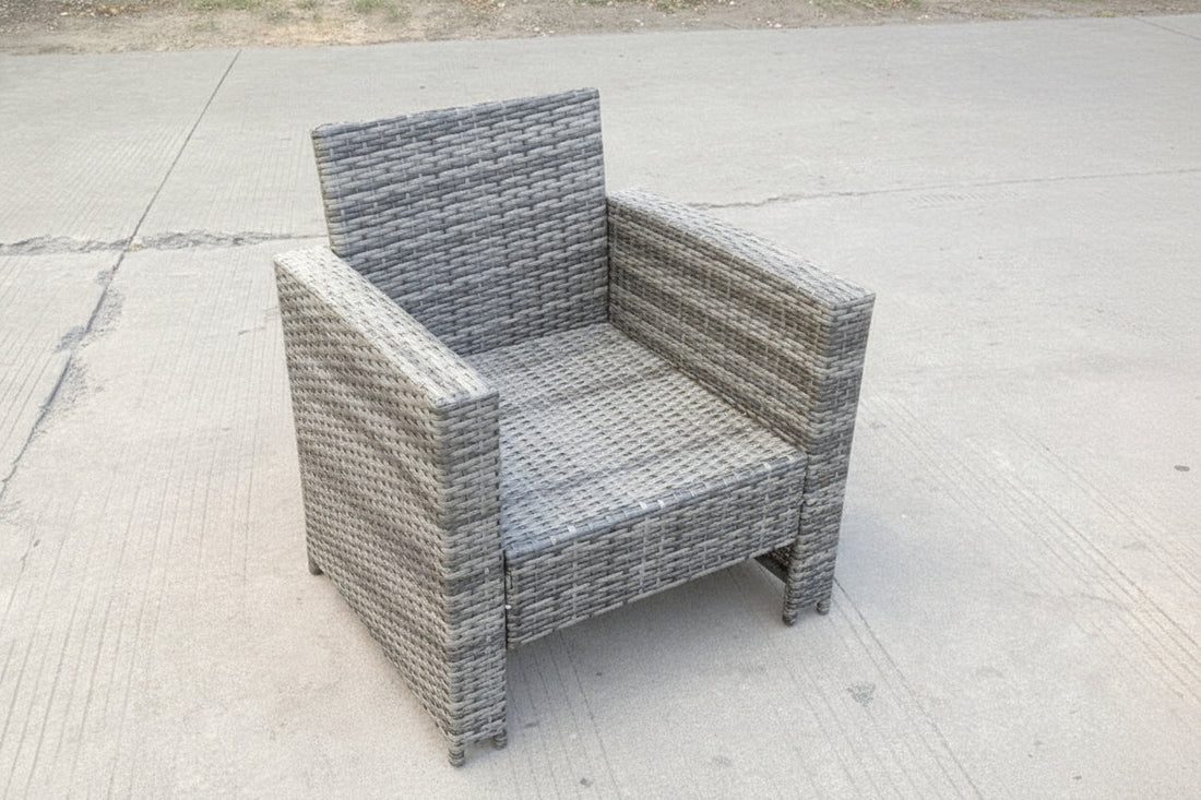 2 PC PE Wicker High Back Rattan Garden Arm Chair Patio Outdoor Garden Furniture Accessory Dark Grey Mixed
