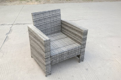 2 PC PE Wicker High Back Rattan Garden Arm Chair Patio Outdoor Garden Furniture Accessory Dark Grey Mixed