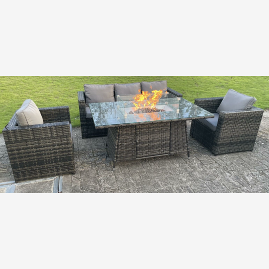 PE Rattan Garden Furniture Gas Fire Pit