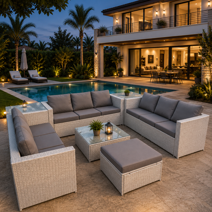 10 Seater Wicker PE Rattan Sofa Set Outdoor Garden Furniture Conservatory Patio