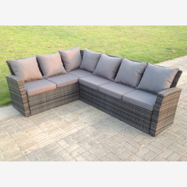 8 Seater High Back Rattan Corner Sofa Dining Set Table With Stools Grey Mixed
