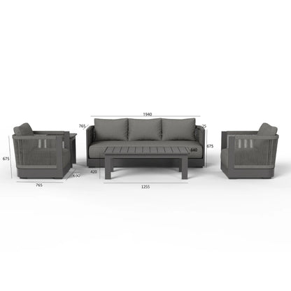 5 Seat Aluminium Rope Lounge Set