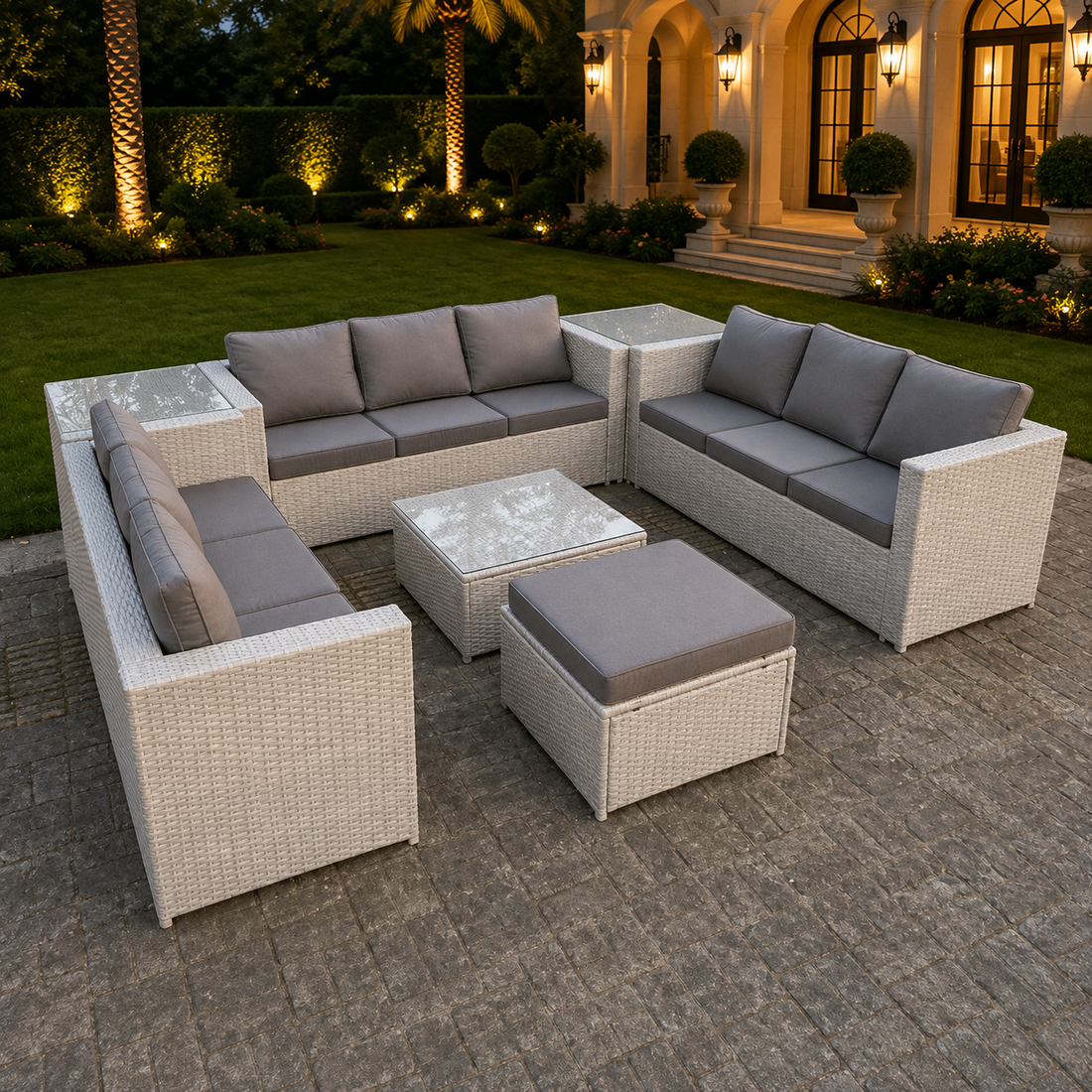 10 Seater Wicker PE Rattan Sofa Set Outdoor Garden Furniture Conservatory Patio