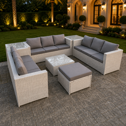10 Seater Wicker PE Rattan Sofa Set Outdoor Garden Furniture Conservatory Patio
