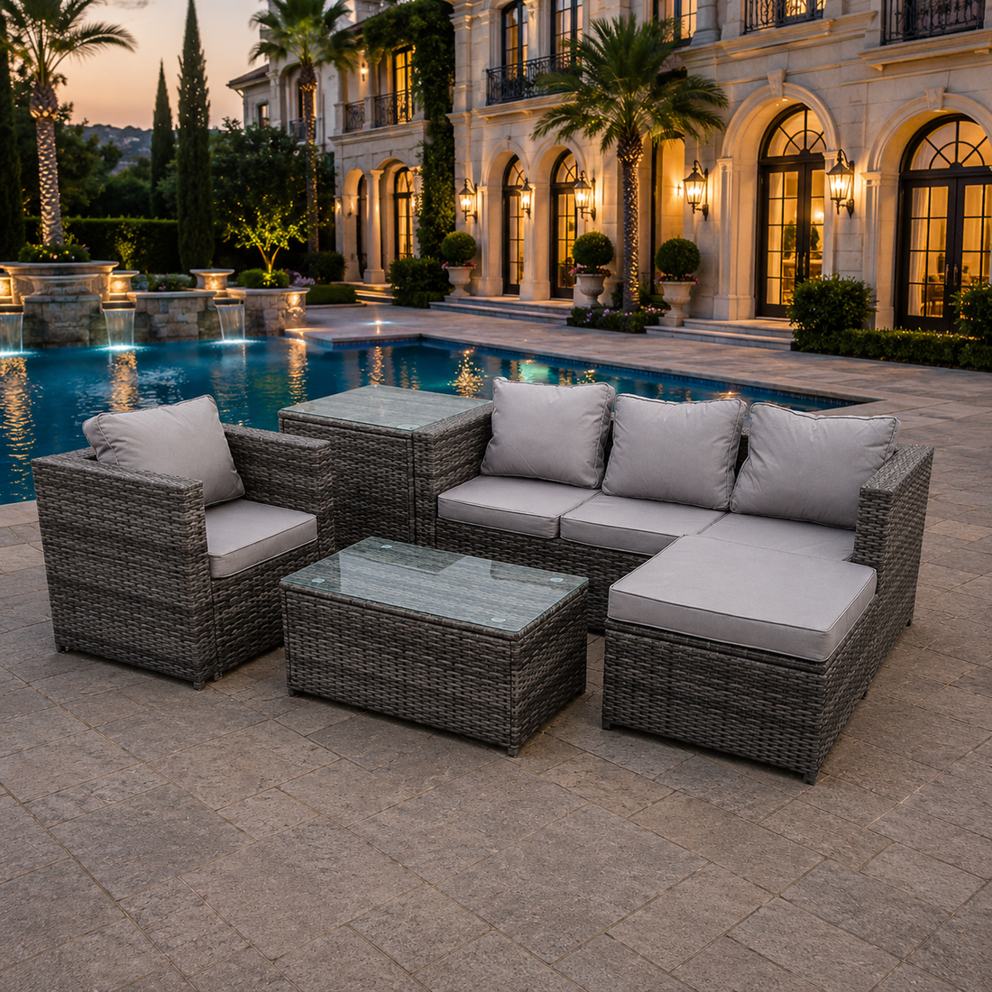 Rattan Sofa Garden Furniture Set Patio Outdoor Table Chairs Sofa Conservatory