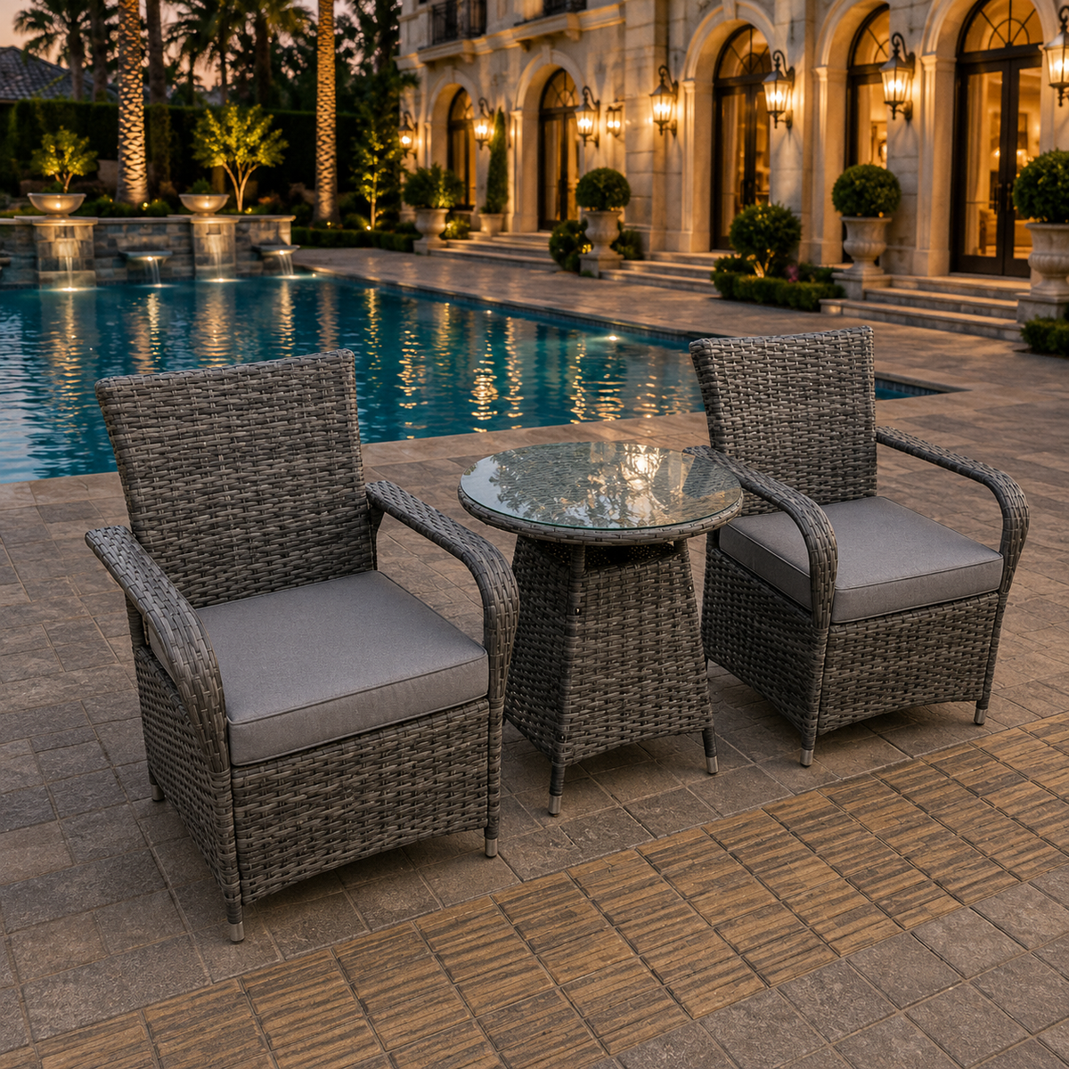 Dark Grey Mix Rattan Garden Furniture Dining Sets Outdoor Patio (four option)