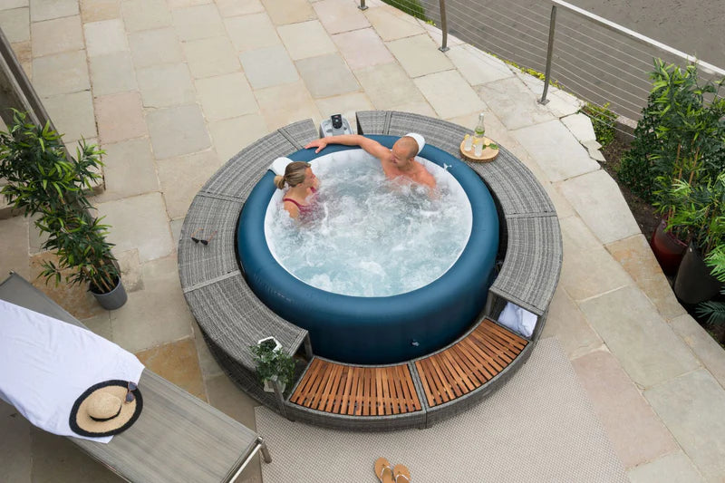 Round Rattan Hot Tub Surround 180cm Grey