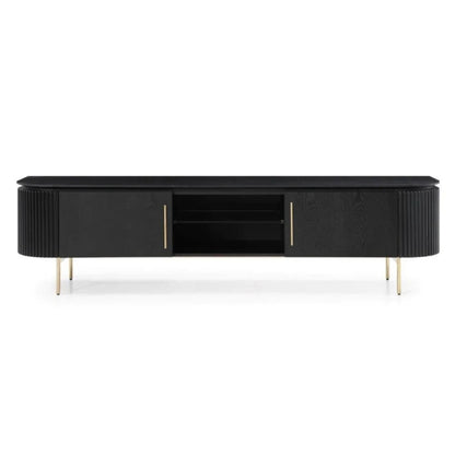 Lantine TV Unit - Black Oak &amp; Brass