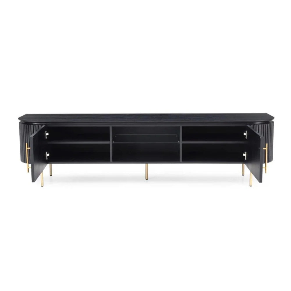 Lantine TV Unit - Black Oak &amp; Brass