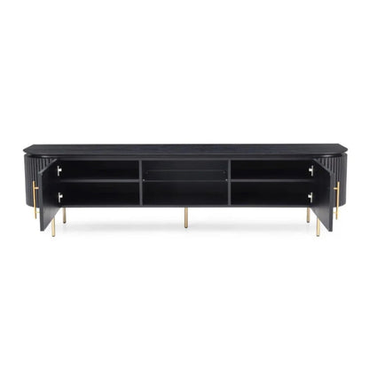 Lantine TV Unit - Black Oak &amp; Brass