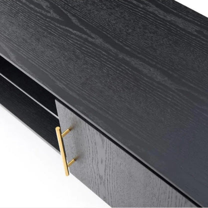 Lantine TV Unit - Black Oak &amp; Brass