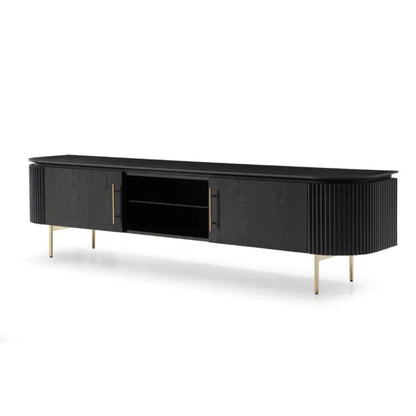 Lantine TV Unit - Black Oak &amp; Brass