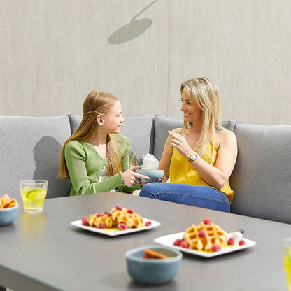 Enna L-Shaped Corner Aluminium Lounge Dining Set - Left Handed Rising Table in Graphite Grey