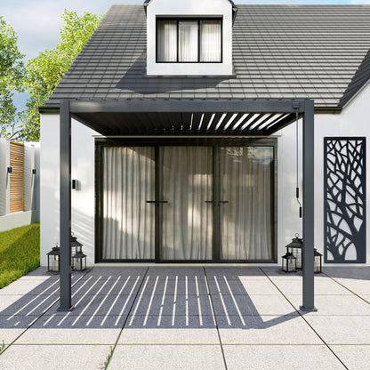 Legacy Aluminium Wall Mounted Pergola - 3.0m x 3.0m in Graphite Grey