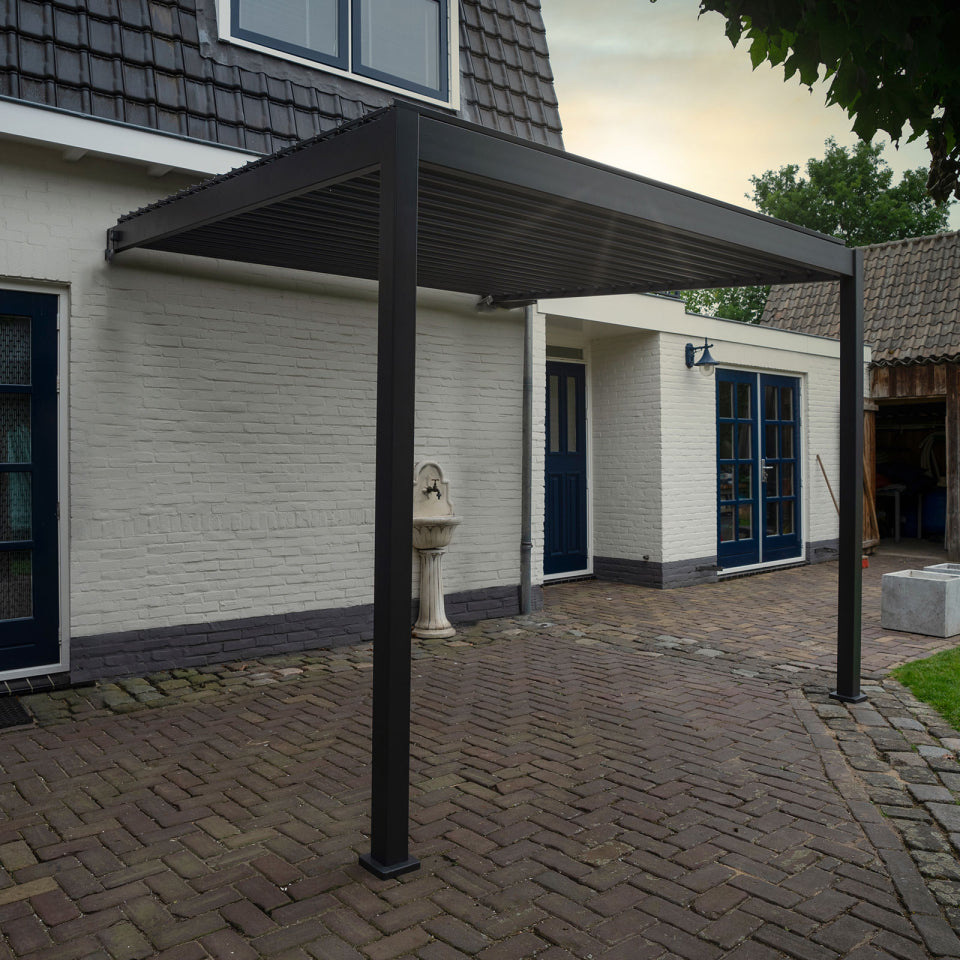 Legacy Aluminium Wall Mounted Pergola - 3.0m x 3.0m in Graphite Grey