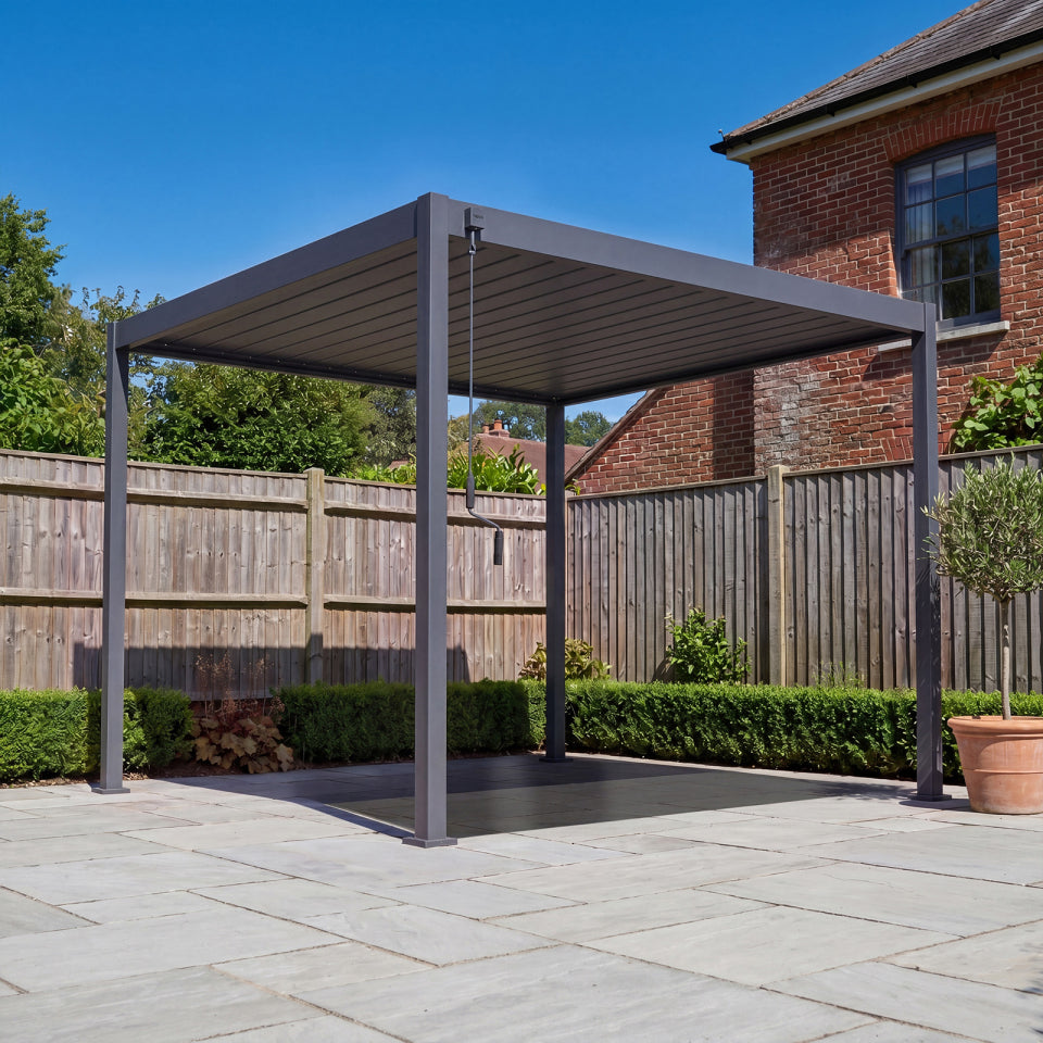 Proteus Lite Metal Pergola in Graphite Grey - 3.0m x 3.0m Free Standing
