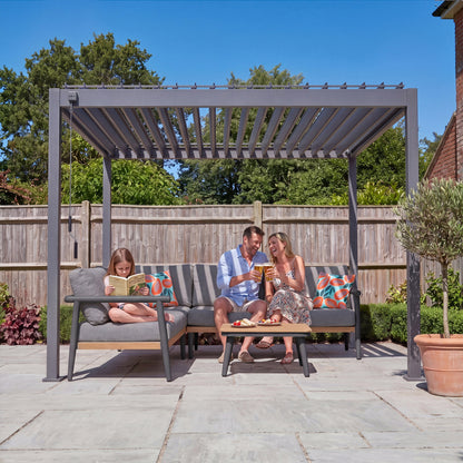 Proteus Lite Metal Pergola in Graphite Grey - 3.0m x 3.0m Free Standing