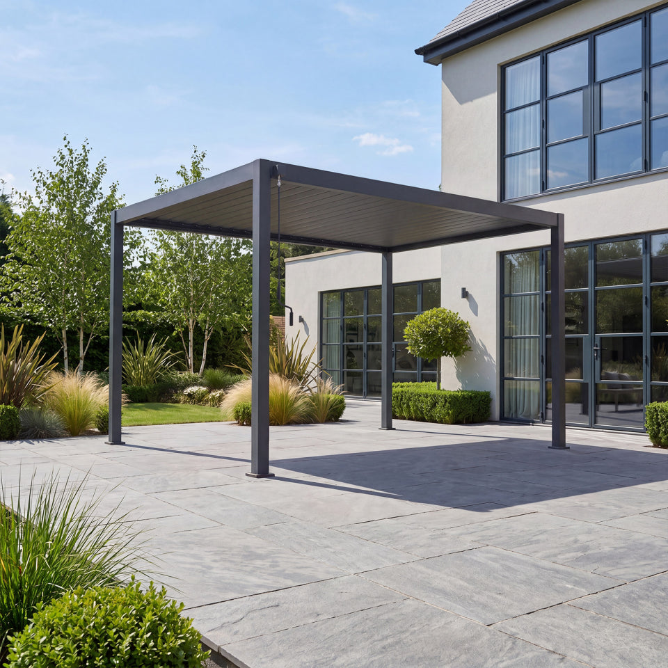 Proteus Metal Pergola in Graphite Grey - 6.0m x 3.0m Free Standing