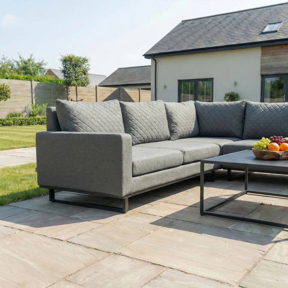 Eclipse Deluxe All Weather Fabric Aluminium Corner Sofa Lounging Set in Ash Grey