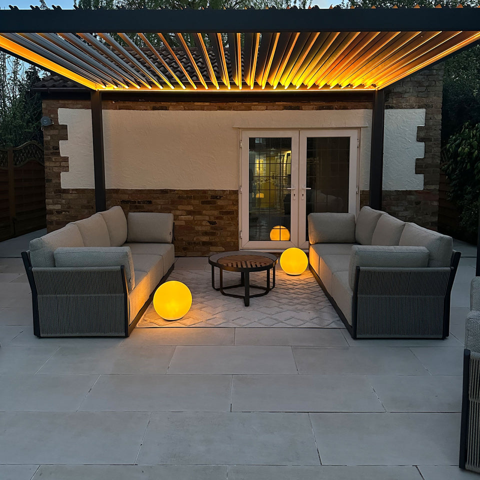 Legacy Plus LED Aluminium Metal Pergola in Graphite Grey - 4.0m x 3.0m Free Standing