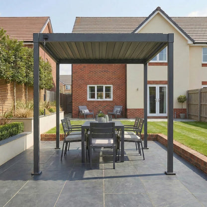 Shadow Metal Pergola in Graphite Grey - 2.4m x 3.0m Free Standing