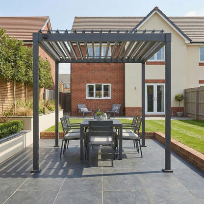 Shadow Metal Pergola in Graphite Grey - 2.4m x 3.0m Free Standing