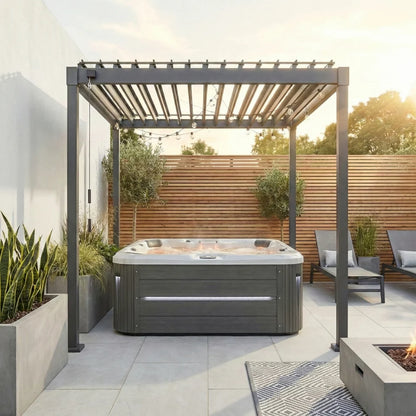 Shadow Metal Pergola in Graphite Grey - 2.4m x 3.0m Free Standing