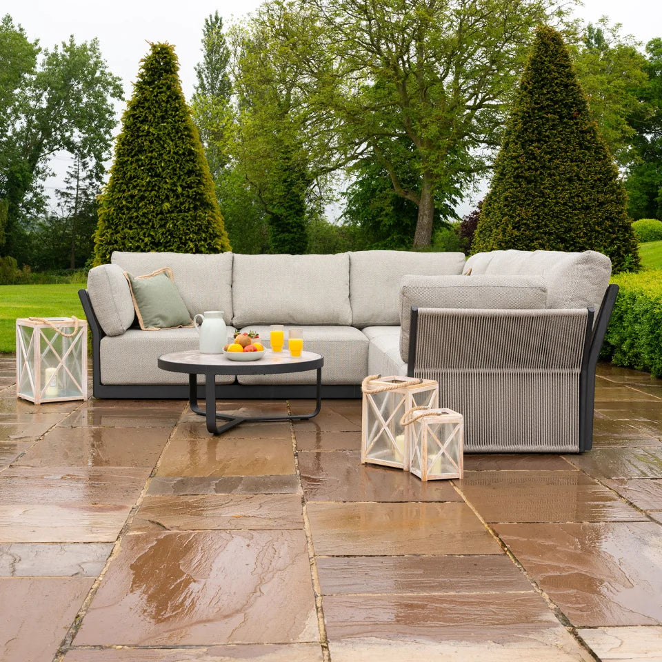Jude Rope Aluminium Corner Sofa Lounging Set in Dove Grey