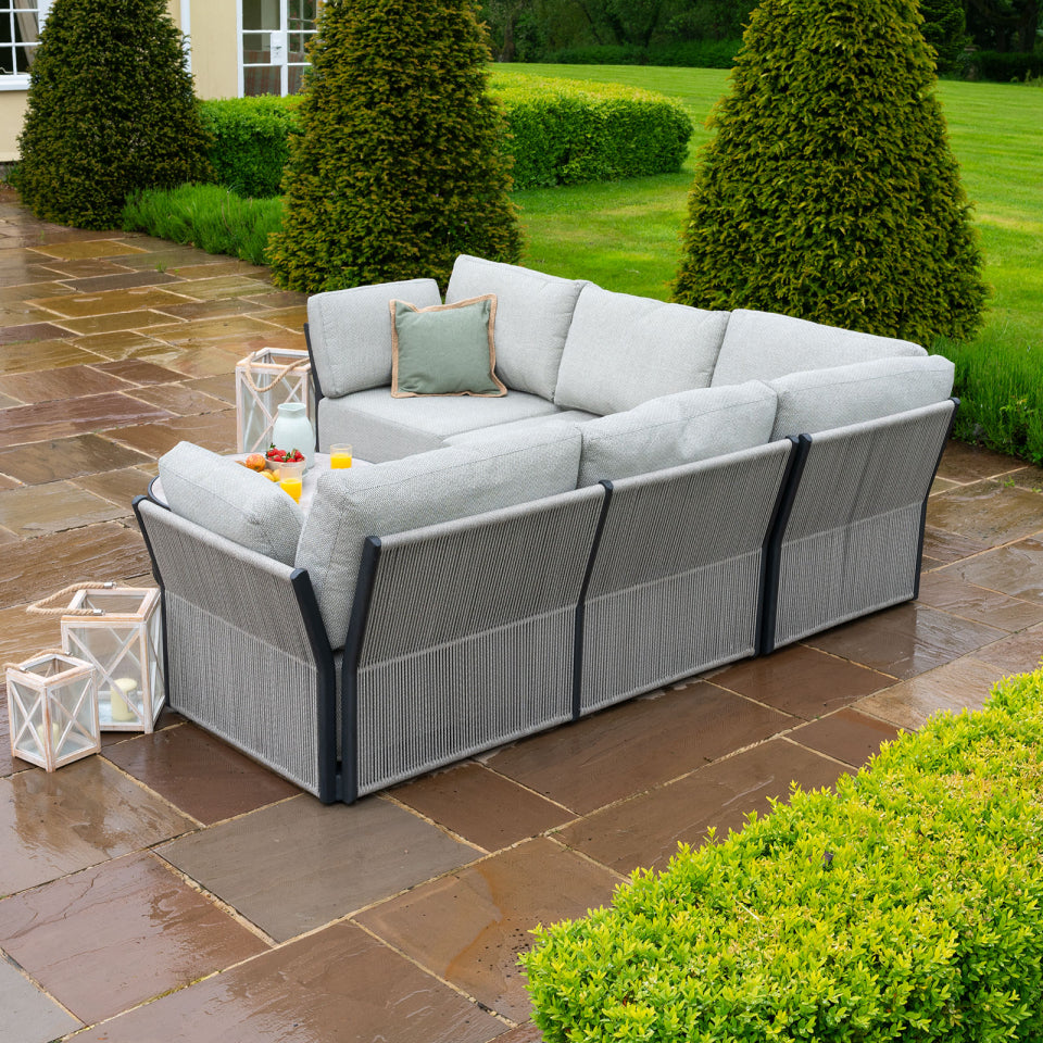 Jude Rope Aluminium Corner Sofa Lounging Set in Dove Grey