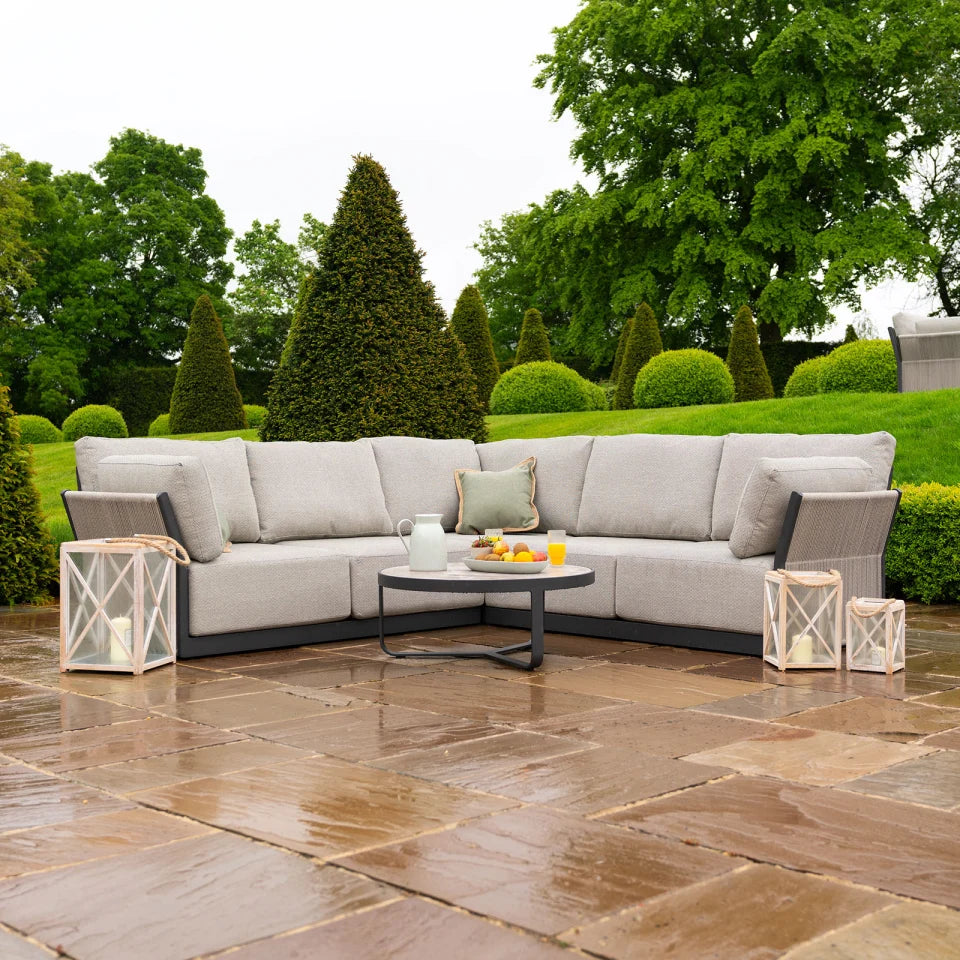 Jude Rope Aluminium Corner Sofa Lounging Set in Dove Grey