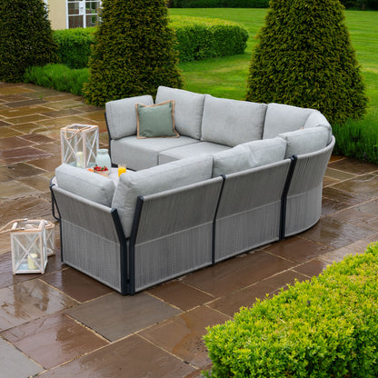 Jude Rope Aluminium Curved Corner Sofa Lounging Set in Dove Grey