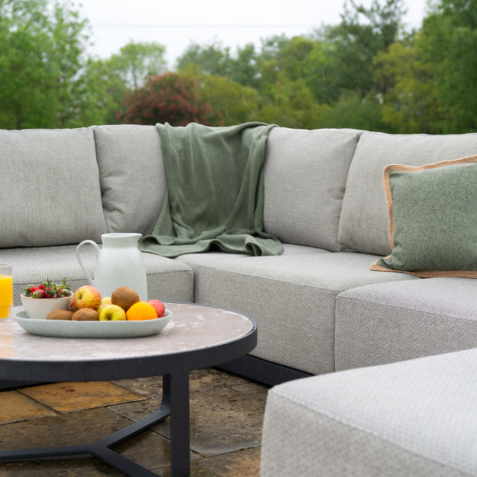 Jude Rope Aluminium Left Handed Large Corner Chaise Sofa Lounging Set in Dove Grey