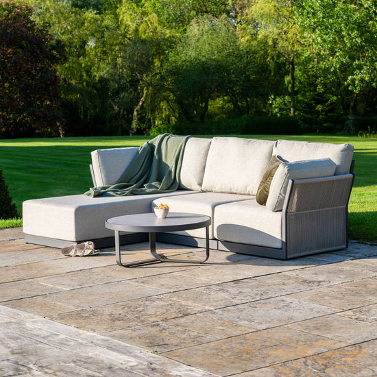 Jude Rope Aluminium 3 Seater Right Handed Chaise Sofa in Dove Grey