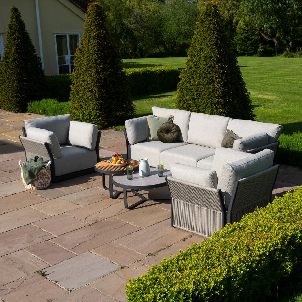 Jude Rope 3 Seater Sofa Lounging Set with 2 Armchairs in Dove Grey
