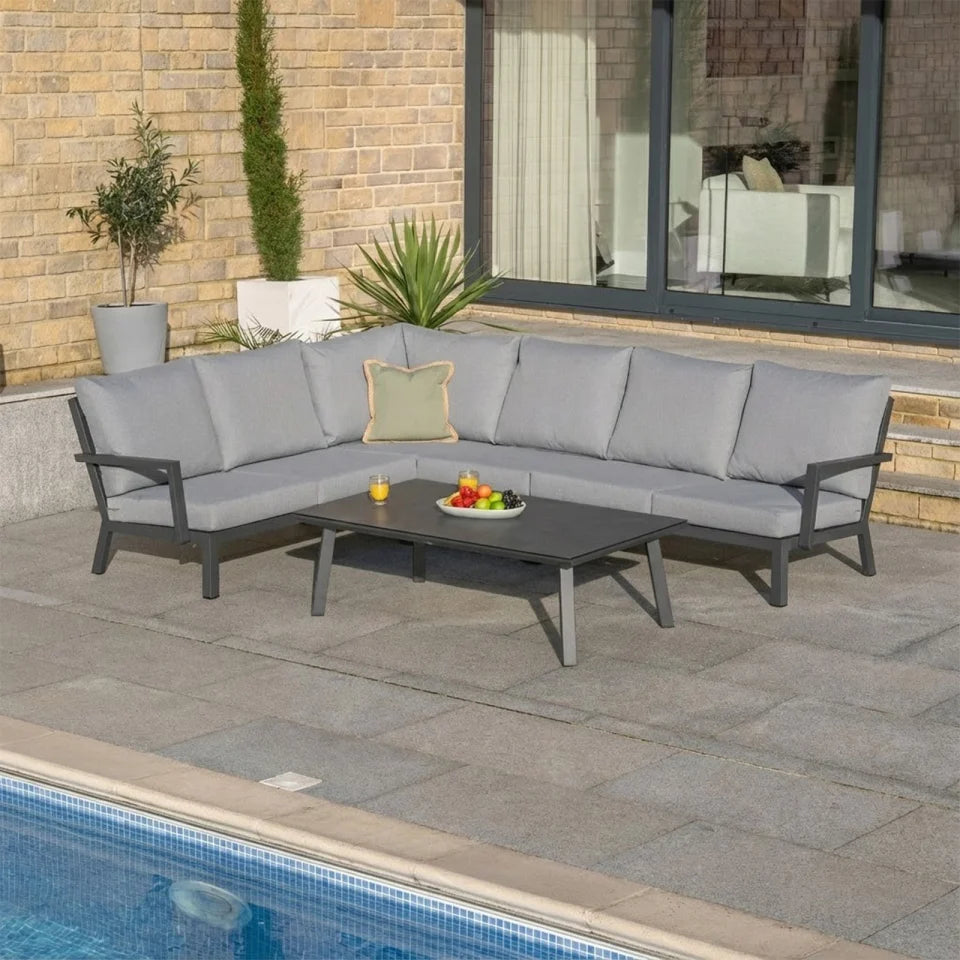 Vogue Aluminium Large Corner Aluminium Lounging Set in Graphite Grey