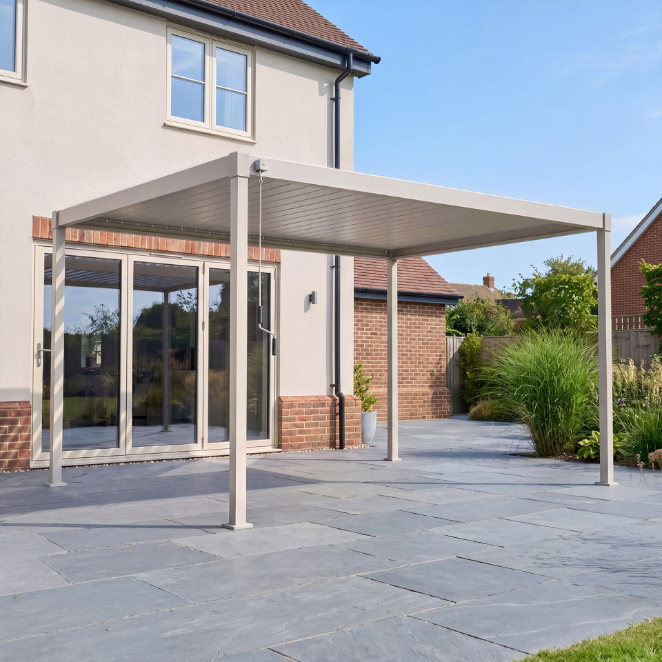 Shadow Metal Pergola in Pebble - 4.0m x 3.0m Free Standing